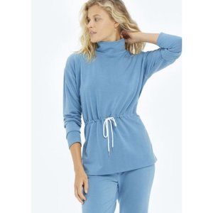 NWT Summersalt Softest French Terry Cinch Waist Pullover Top Blue Large